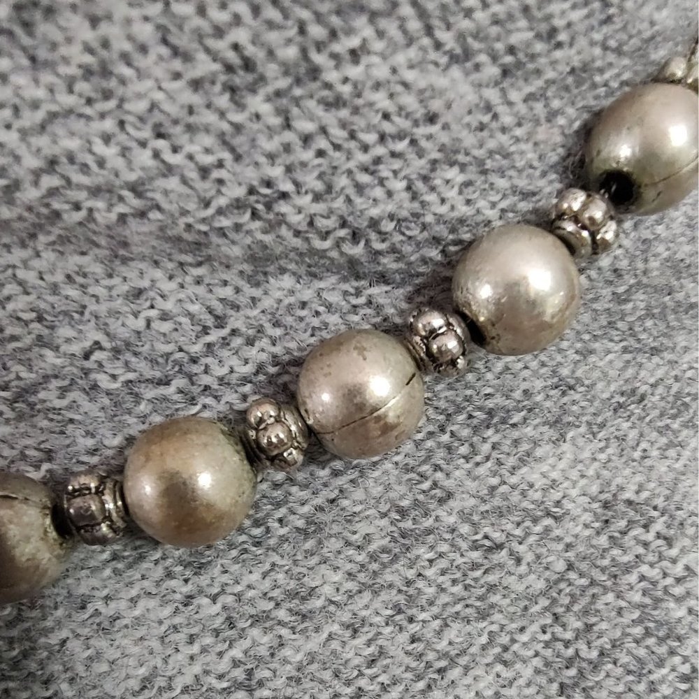 Stunning Silver Toned Wire and Beads Ornate Choker Earring Set Bisou Bisou - Picture 4 of 8